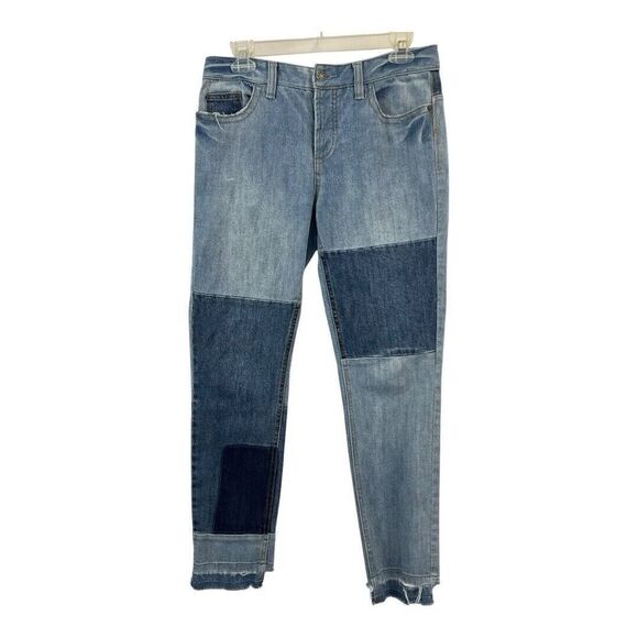 Free People Women's Size 28 Jax Denim Patched Relaxed Skinny Jeans - Picture 1 of 5
